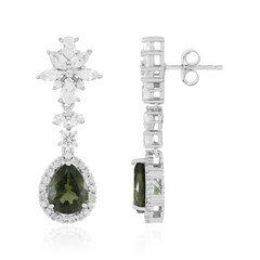 Pendientes en plata con Moldavita