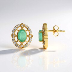 Boucles d'oreilles en argent et Emeraude de Russie (Adela Silber)