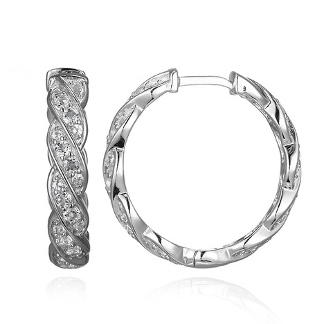 Zilveren oorbellen met witte topaasstenen