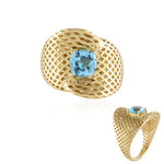 Anello in argento con Topazio Blu Svizzero (Ornaments by de Melo)