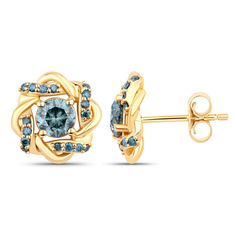 Boucles d'oreilles en or et Diamant bleu ciel I2 (SUHANA)