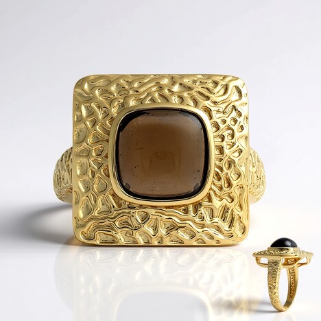 Anello in argento con Quarzo Fumè