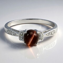 Anello placcato in platino con Scapolite Occhio di Gatto