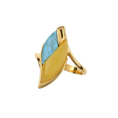 Anello in argento con Ambra Milky Baltica