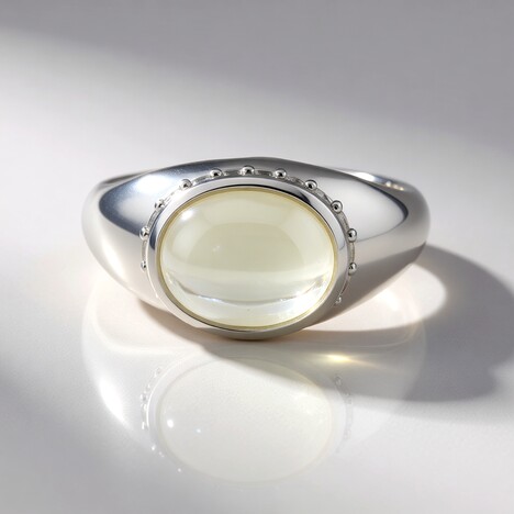 Anello in argento con Pietra di Luna Verde (KM by Juwelo)