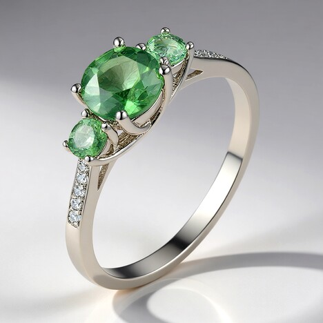 Bague en argent et Apatite chromifère