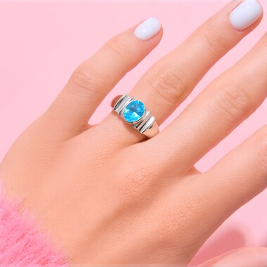 Bague en argent et Apatite bleue (Pallanova)