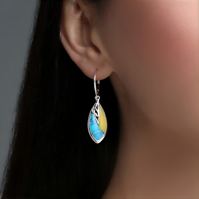 Pendientes en plata con Ámbar báltico Milky (dagen)