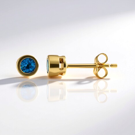 Orecchini in oro con Apatite Blu Neon