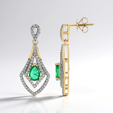 Orecchini in oro con Smeraldo Zambia AAA (SUHANA)