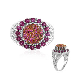 Pinkfarbener Glitzer-Achat-Silberring