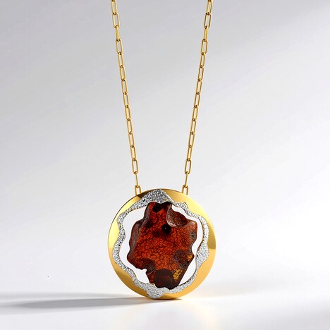 Collana in argento con Ambra Baltica Cognac (dagen)