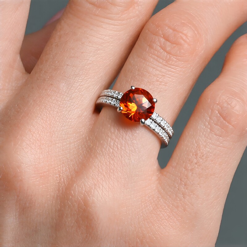 Pfirsichfarbener Mystik-Quarz-Silberringe