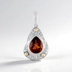 Ciondolo in argento con Citrino Madeira (Granulieren)