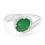 Anello placcato in platino con Smeraldo Bahia