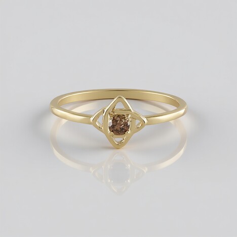 Anello in oro con Diamante Champagne I2