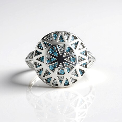 Bague en argent et Topaze bleu ciel