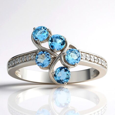 Bague en argent et Aigue-Marine Santa Maria