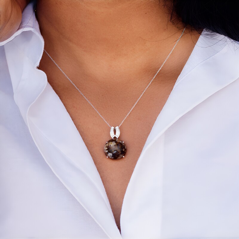 Dinosaurier-Quarz-Silberanhänger