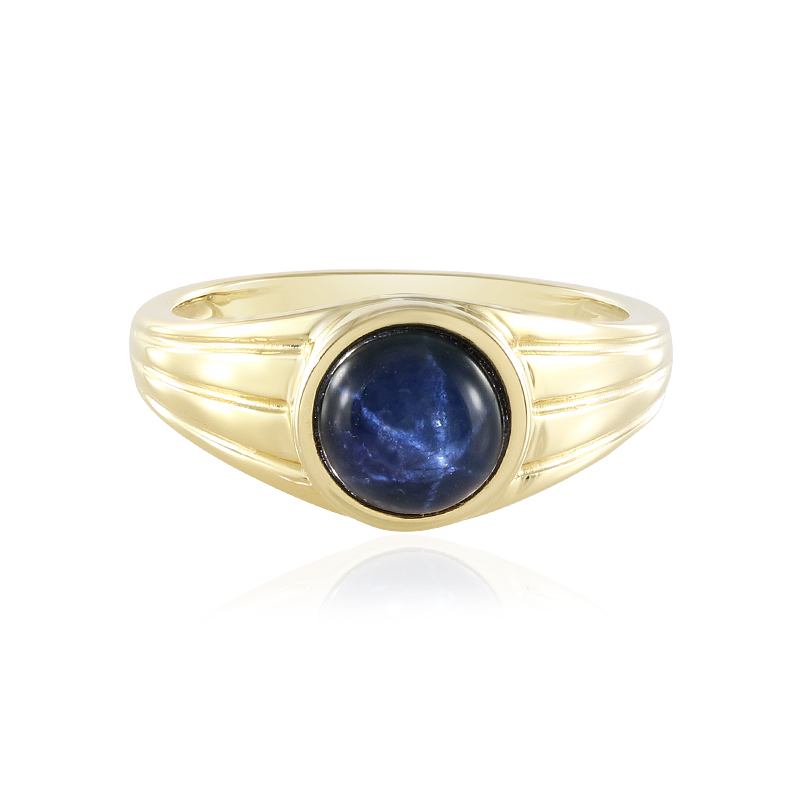 Anello con zaffiro blu Madagascar placcato oro, 2,07 carati
