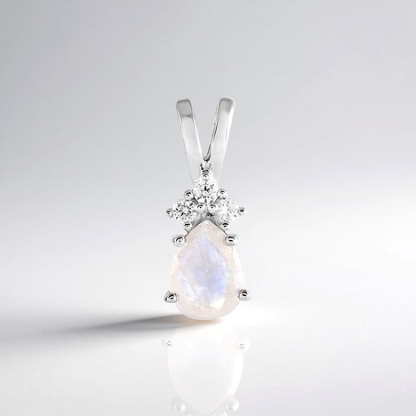 Pendentif en argent et Pierre de Lune arc-en-ciel