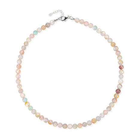 Kirschblüten-Achat-Silberhalskette