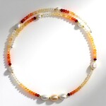 Collana rigida in acciaio con Opale di Fuoco Messicano (Riya)
