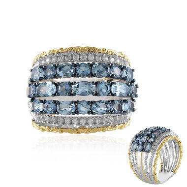 Bague en argent et Aigue-marine de Tanzanie (Gems en Vogue)