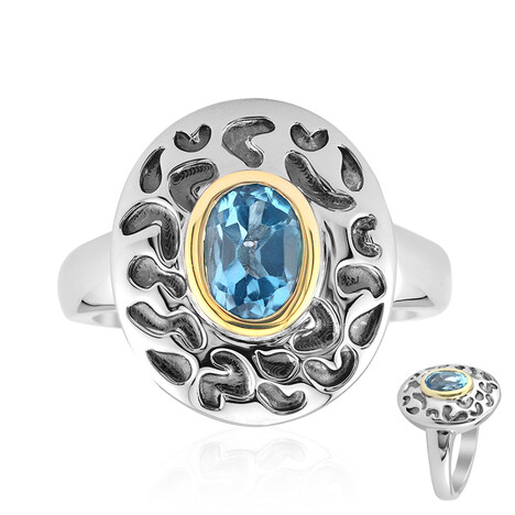 Anello in argento con Topazio Blu Svizzero (Remy Rotenier)