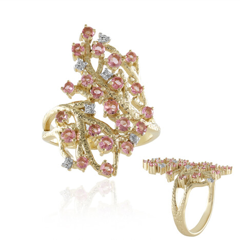 Zilveren ring met Braziliaanse roze toermalijnen