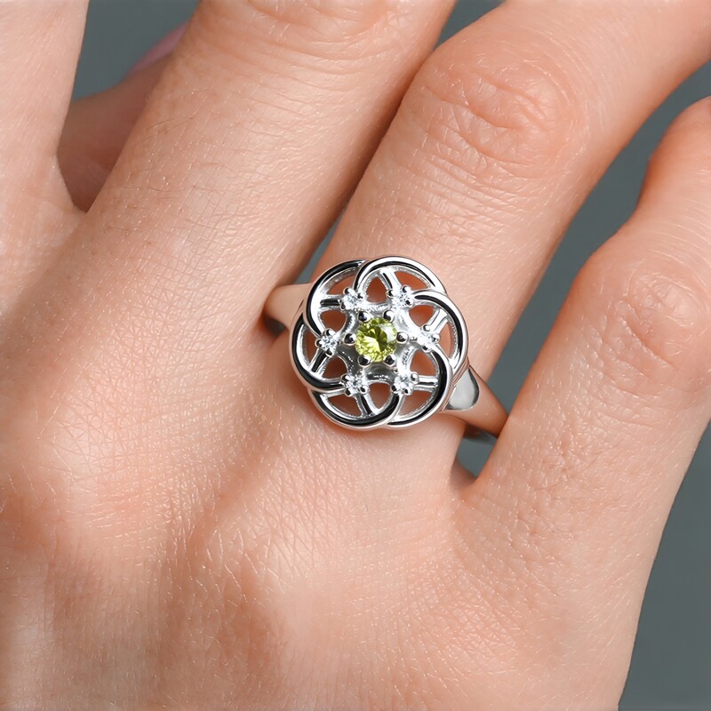 Anello in argento con Diamante Verde SI1