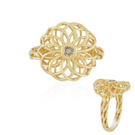 I2 Champagner-Brillant-Silberring (Ornaments by de Melo)