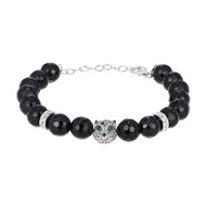 Schwarzer Achat-Silberarmband (Adela Silber)
