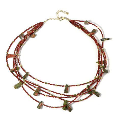 Unakite Silver Necklace (Riya)