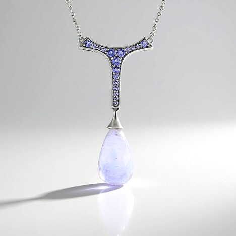 Collana in argento con Pietra di Luna Blu (KM by Juwelo)