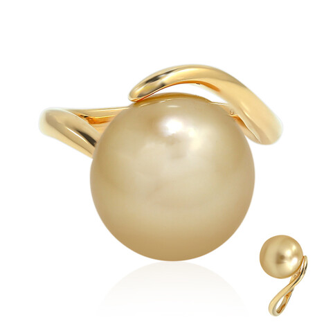 Gouden ring met een gouden zuidzee parel (TPC)