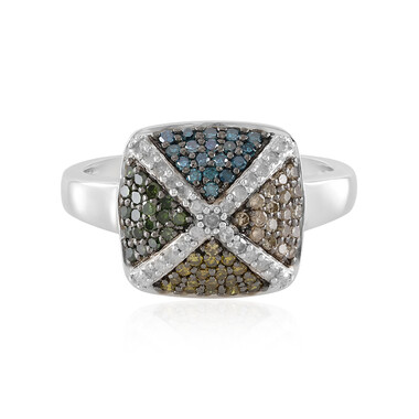 Anello in argento con Diamante Blu I3