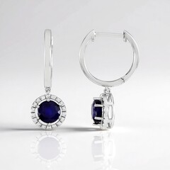 Orecchini in argento con Zaffiro Blu del Madagascar