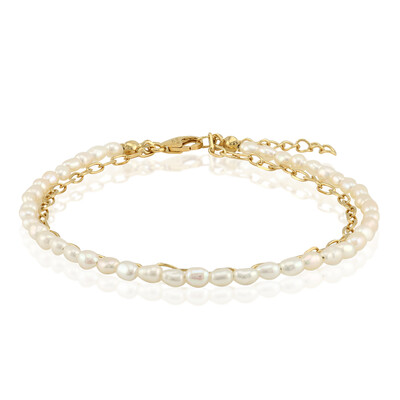 Weiße Süßwasserzuchtperlen-Silberarmband