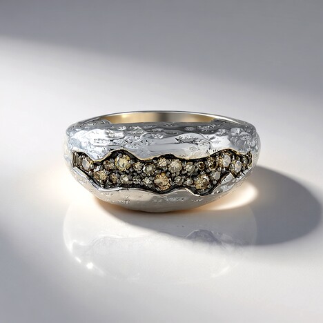 Anello in argento con Diamante Champagne I2 (de Melo)