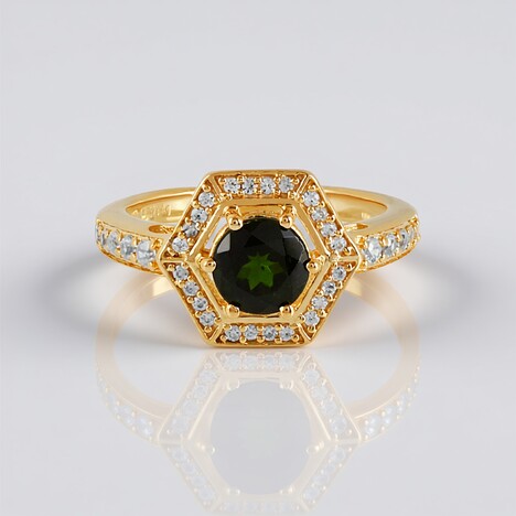 Anello in argento con Diopside Russo