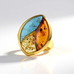 Bague en argent et Ambre baltique couleur cognac (dagen)