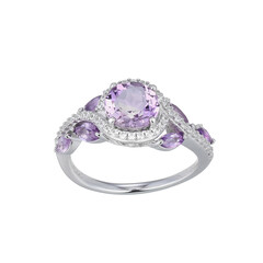 Bague en argent et Améthyste Rose de France (Adela Silber)