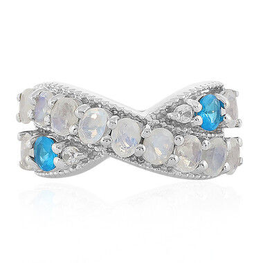 Anello in argento con Pietra di Luna Arcobaleno