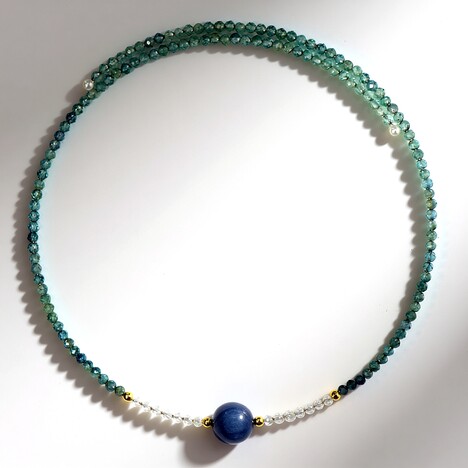 Collana rigida in acciaio con Cianite del Nepal (Riya)