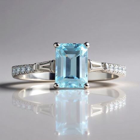 Anello in oro con Acquamarina Brasiliana AAA (CIRARI)
