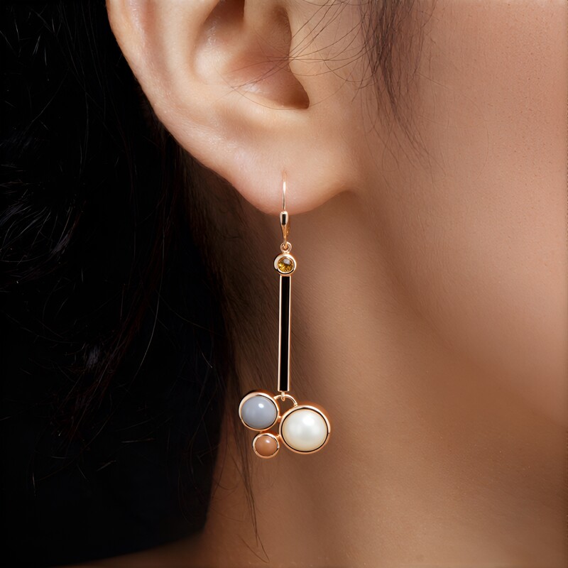 Boucles d'oreilles en argent et Pierre de Lune blanche (KM by Juwelo)