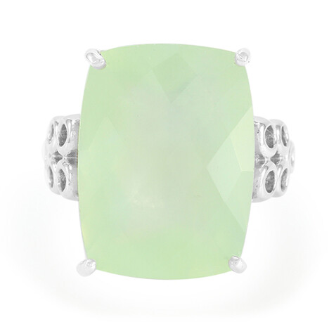 Zilveren ring met een prehniet