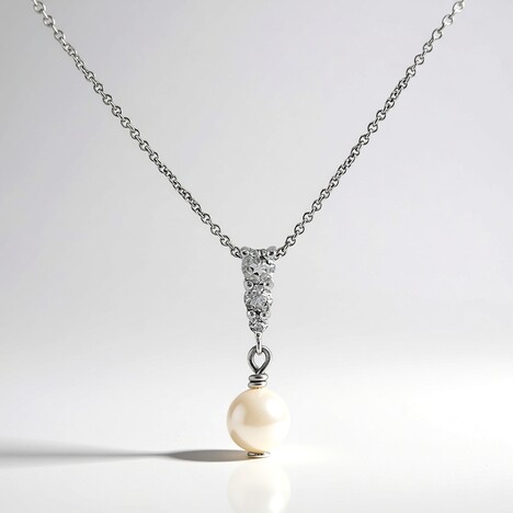 Collana in argento con Perla d'Acqua Dolce Bianca