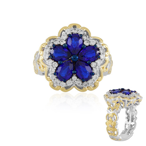 Zilveren ring met kobaltblauwe spinelstenen (Gems en Vogue)